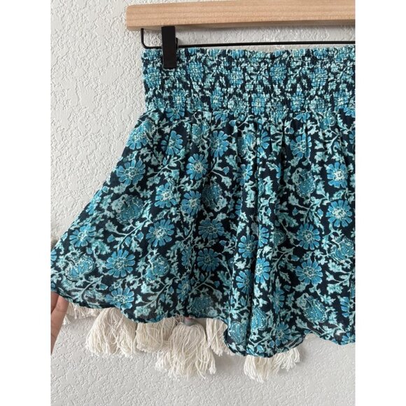 Free People Say Its So Shorts Cotton Smocked Blue Flowy Floral Coquette XS - Picture 5 of 8